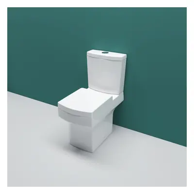 AICA Bathroom Modern Close Coupled Toilet Cistern Pan Soft Close Seat WC White