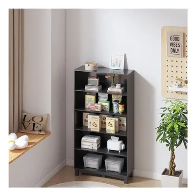 (5-tier Wide, Black) 5/6 Tier Bookcase Shelves Wooden Storage Display Unit Stand