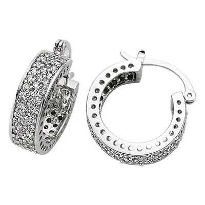 Jewelco London Ladies Sterling Silver Cubic Zirconia Huggie Hoop Earrings 19mm - GVE099