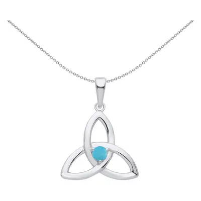 Jewelco London Ladies Sterling Silver Blue Turquoise Celtic Trinity Trefoil Triquetra Knot Solit