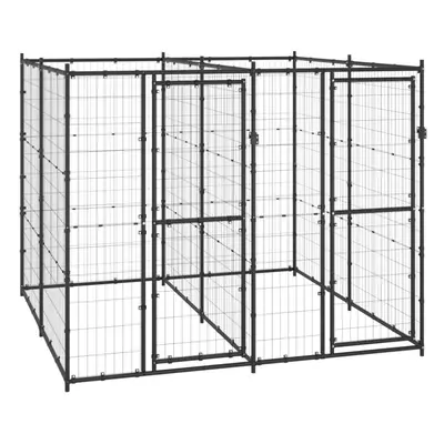 vidaXL Outdoor Dog Kennel Steel 4.84 m? Puppy Enclosure Patio Dog House Cage