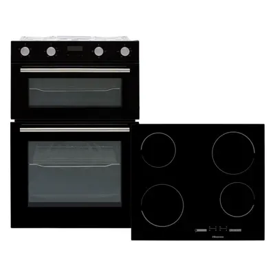 Hisense BI6095CGUK Built In Electric Electric Double Oven and Ceramic Hob Pack - Black