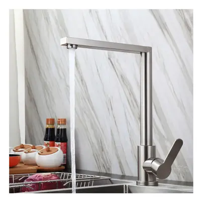 Stainless Steel Kitchen Sink Faucet Rotate Single Handle Single Hole Lead Free Hot And Cold Mixe