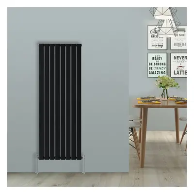 (Vertical 1800x544mm - Single) NRG Black Flat Panel Designer Radiator Single Double Column Bathr