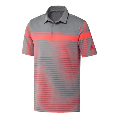 (S, Flash Red/Real Coral/Grey) adidas Golf Mens Ultimate Engineered Heather Stretch 3-Button Pol