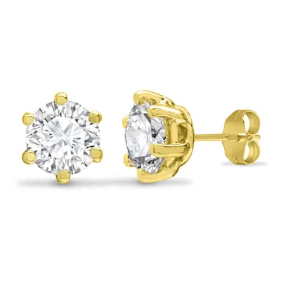 Jewelco London Solid 9ct Yellow Gold White Round Brilliant Cubic Zirconia Claw Solitaire Heavy W