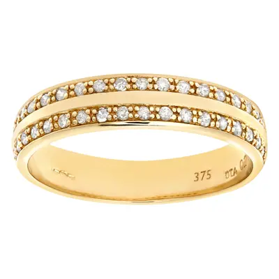 (M) Jewelco London 9ct Yellow Gold 0.20ct Diamond Double Row Pave Set Eternity Ring