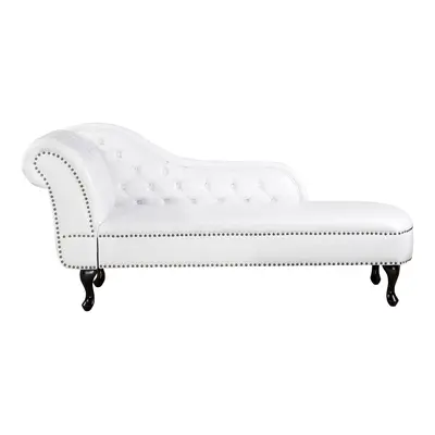 Left Hand Chaise Lounge Faux Leather White NIMES