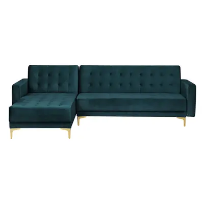 Corner Sofa ABERDEEN Velvet Teal Right Hand