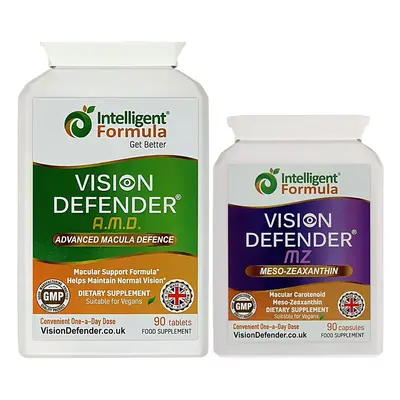 Vision Defender Vegan Eye Supplement: AMD Plus MZ Macula Health Bundle (90 Days Supply)