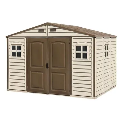 Duramax (30214-1) x Feet V2 Wood Side Vinyl Shed - Ivory/Brown