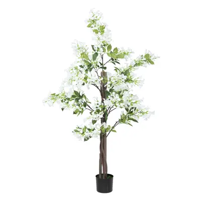 HOMCOM Potted Artificial Plants Honeysuckle Flower for Indoor Outdoor, White