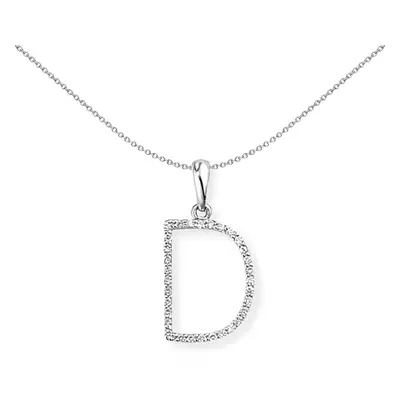 Jewelco London 18ct White Gold Pave Diamond Initial Charm Pendant Letter D 10mm x 19mm - INNR027