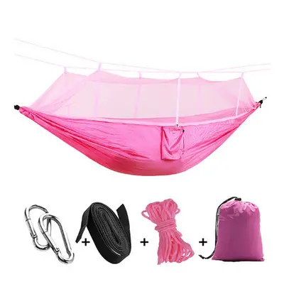 (Pink) Ultralight Parachute Hammock Hunting Mosquito Net Double Person Sleeping Bed Garden Outdo