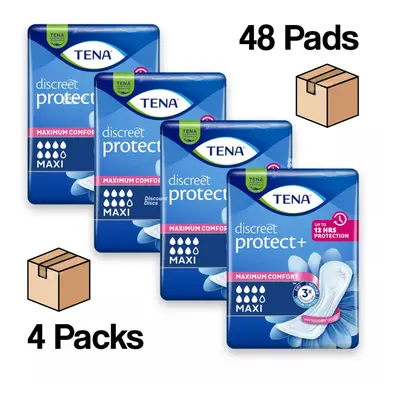 48 Tena Discreet Protect+Maxi Incontinence Pads Absorbent Women's Pad