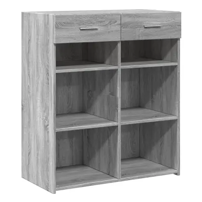 (grey sonoma) vidaXL Sideboard Storage Cupboard Cabinet Highboard Brown Oak Engineered Wood