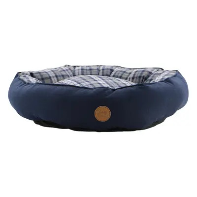 Ancol Blue and Grey Tartan Donut Dog Bed Soft Machine Washable Non Slip Base Pet Puppy Cushion 7