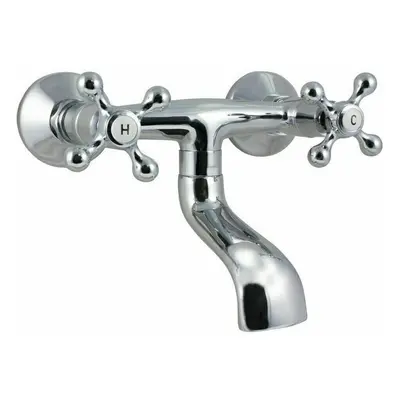 Traditional Victorian Wall Mounted Bath Filler Mixer Tap Chrome