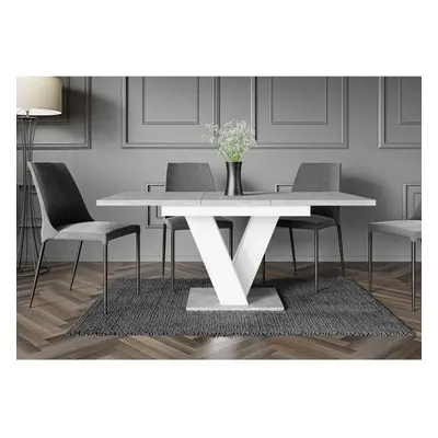 Extendable Dining Table 1.2-1.6m V Leg Concrete Grey Effect/White Masy