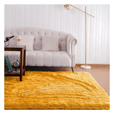 (160cm x 230cm (5ft 3" x 7ft 6"), Yellow Shaggy Rugs) Fluffy Rug Non-Slip Shaggy Rugs Living Roo