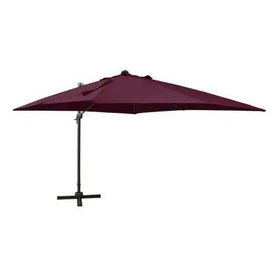 vidaXL Cantilever Garden Parasol with Pole and LED Lights Shade Bordeaux Red