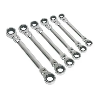 Sealey Siegen S0806 6pc Flexi-Head Double End Ratchet Ring Spanner Set - Metric