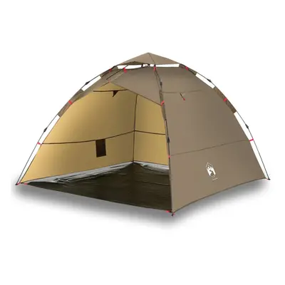 (Brown) vidaXL Fishing Tent 4-Person Lightweight Camping Tent Camouflage Quick Release