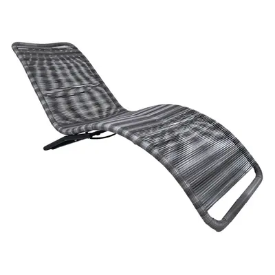 CHARLES BENTLEY Zanzibar Sun Lounger Bed, Grey Sunbed Seat, Garden, Soft Woven PE Rattan, Furnit