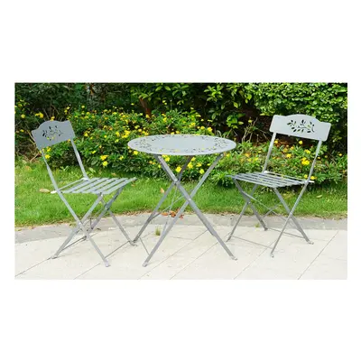 Grey Leaf Piece Garden Folding Chairs Table Bistro Furniture Set