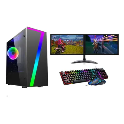 FCS Gaming PC Dual 22" Monitor Setup i7 240 SSD 1TB 16GB Ram GTX