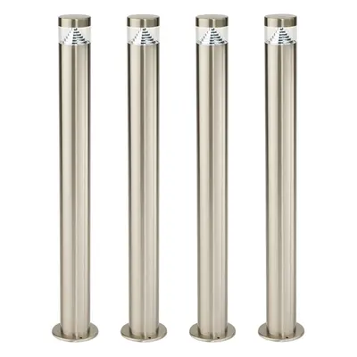 4 PACK Stepped Outdoor Bollard Light - 3.3W LED - 800mm Height - Stainless Steel