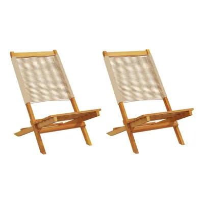 (beige, pcs) vidaXL Garden Chairs Outdoor Dining Chair Solid Wood Acacia and Polypropylene