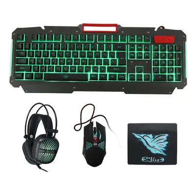 4-in-1 Set 4Pcs Keys Gaming Keyboard + 1600DPI Mouse + 3.5mm Headset + Mouse Pad Combo