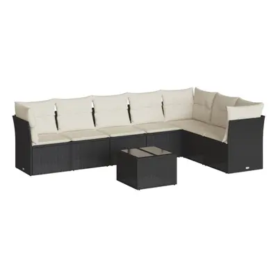 vidaXL Garden Sofa Set Piece with Cushions Outdoor Sofa Black Poly Rattan