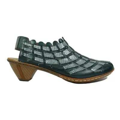 46778-10 | Sina | Blue/Green Leather | Womens Sling Back Summer Shoes