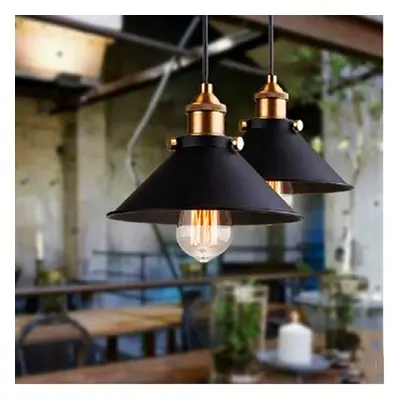 2PCS 22CM Retro Pendant Light (Black) Antique Classic Chandelier Simple Hanging Light Vintage No