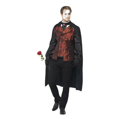 Smiffy's Adult Men's Dark Opera Masquerade Costume, Cape, Mock Shirt, Mask