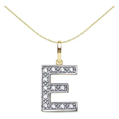 Jewelco London Solid 9ct Yellow and White Gold Cubic Zirconia 15mm San Serif Block Font Initial 