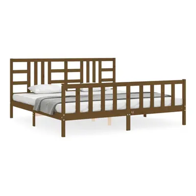 (honey brown, x cm) vidaXL Bed Frame Platform Bed with Headboard Black Small Double Solid Wood