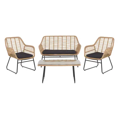 Garden Lounge Set with Table Seater MINORI PE Rattan Beige