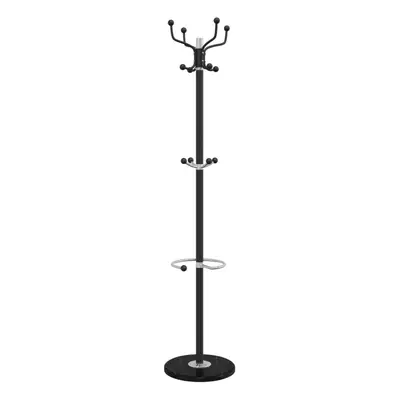 vidaXL Coat Stand with Umbrella Holder Hall Coat Rack Black Powder-coated Iron