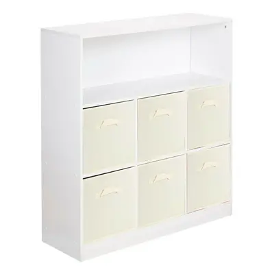 (White, White) Wooden Cubed Bookcase Units Shelves Drawers