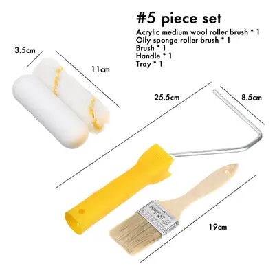 (5 Piece set) 5/6Pcs Paint Runner Pro Roller Brush Set Room Decorating Handle Tools Kits 4Inch