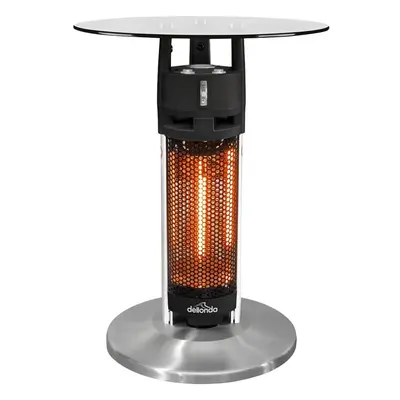 Dellonda Bistro Table Heater with LED & Sensors, Tempered Glass Top, 65cm, Black/Stainless Steel