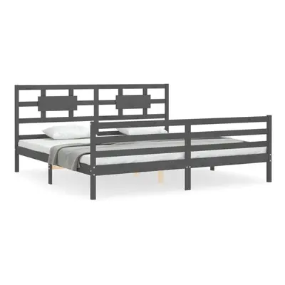 (grey, x cm) vidaXL Bed Frame Bed Base Platform Bed with Headboard Small Single Solid Wood