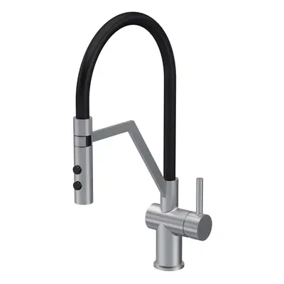 Modern Kitchen Mono Mixer Tap with Lever Handle, 436mm - Brushed Nickel