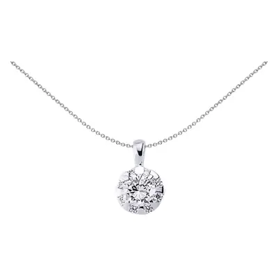 Jewelco London Ladies Sterling Silver Cubic Zirconia Illusion Halo Pendant Necklace inch - GVP31