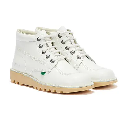 (4) Kickers Kick Hi White Leather Boots