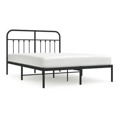 (black, x cm/with headboard) vidaXL Metal Bed Frame Bedroom Bed Base Bedstead Metal Matress Foun