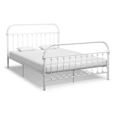 vidaXL Bed Frame Metal White 160x200cm Bedroom Furniture Sleeping Double Bed